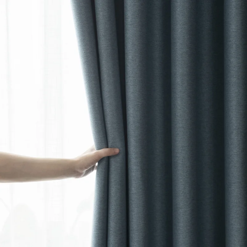 NEW UPDATED TWO SIDE black out ready made  faux linen blackout fabric window curtain drapes for living room
