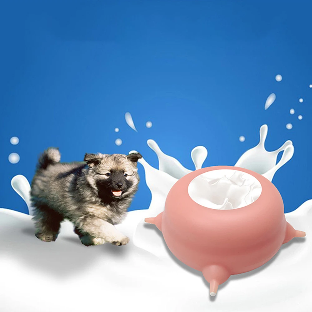 4 Nipples Luxury Custom Pet Animal Feeders Creative Bubble Nipple Silicone Puppy Milk Feeder Bowl For Dog Cat