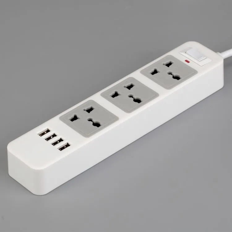 UK Plug Universal Power Extension 2 Meter with 4USB Socket/Surge Protection