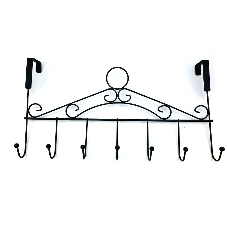 Hot Sale Over the Door 7 Hooks Metal Door Hooks Hanger Holder for Home Office Kitchen Use Hook Organizer Rack