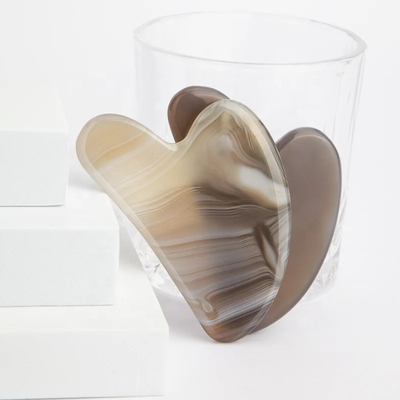 Mushang Natural Stone Face Achat Gua Sha Massage Tool Customize Agate Gua Sha Stones