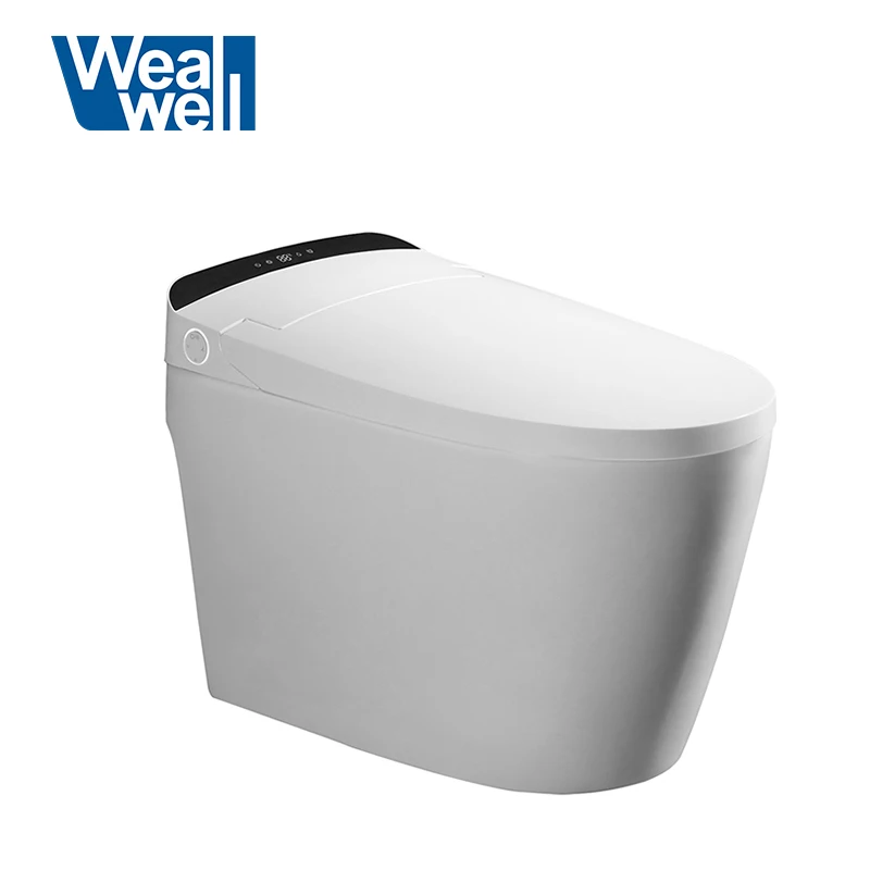 One piece LED Display Screen Foot Induction Flush Seated Sensor Smart Toilet