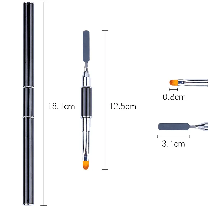NAB015 double Head Nail Art painting Brush Acrylic UV GeL Extension Drawing design Pen with Spatula Stick All for Manicures