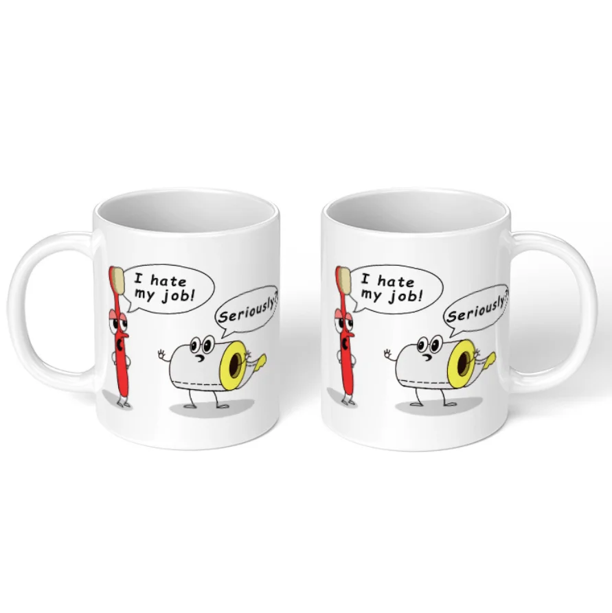 Cute humor funny sublimation mugs custom pattern advertising promo  ceramic water cup
