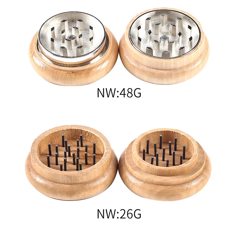 wholesale 2 parts natural wood tobacco grinder 55mm wooden herb grinder wood