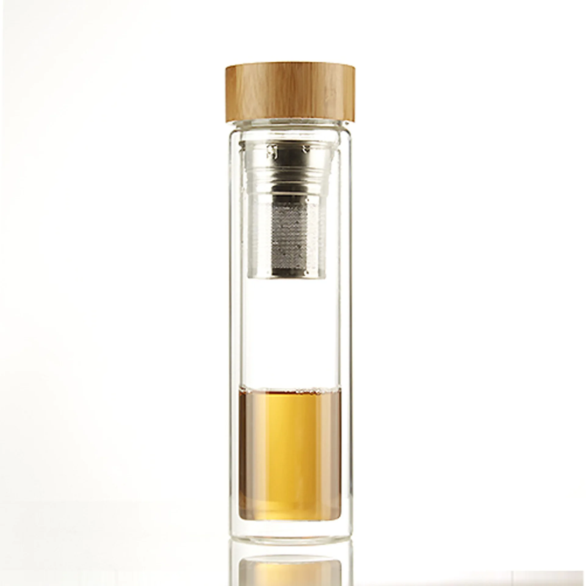 
500ML bamboo lid Borosilicate Drinking Glass Sports Water Bottle 