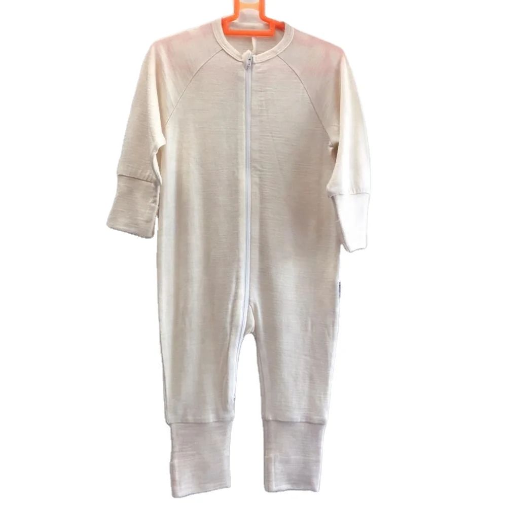 Solarwool 100% Merino Wool Warm Newborn Bodysuit Girl Boy Baby Sleepingbag Custom Free Casual OEM Service Long Sleeve Unisex