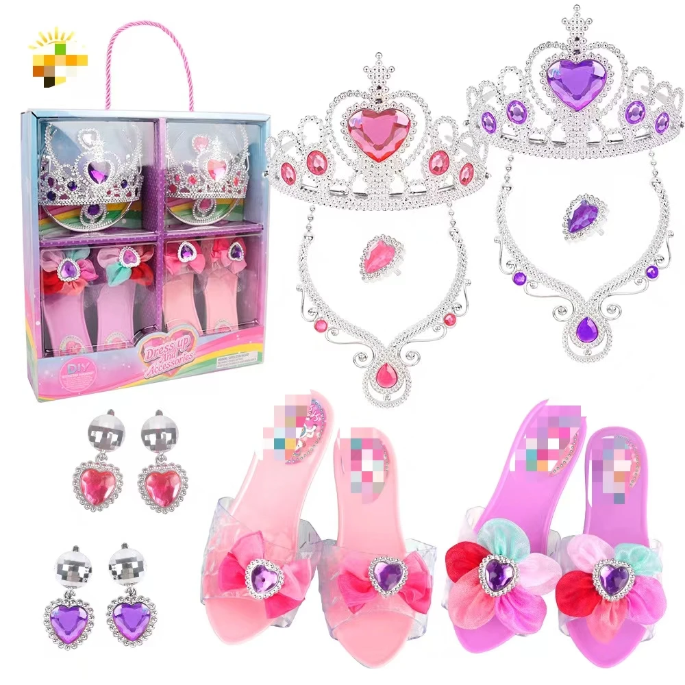New Arrival Party Dress Up Girls Kids Queen Fancy Fairy Sequins Cape Cloak Princess Toys For Girls With Accessories Gift Set