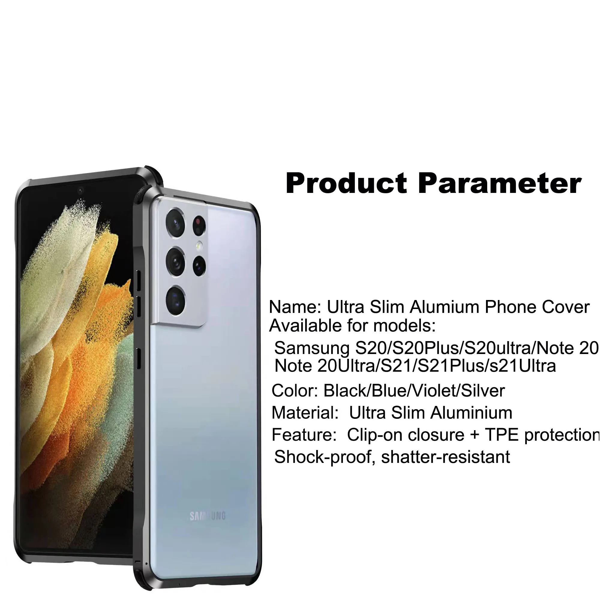 Aluminum TPE Phone Cover Suitable For Sam Sung Metal Frame Protective Phone Case