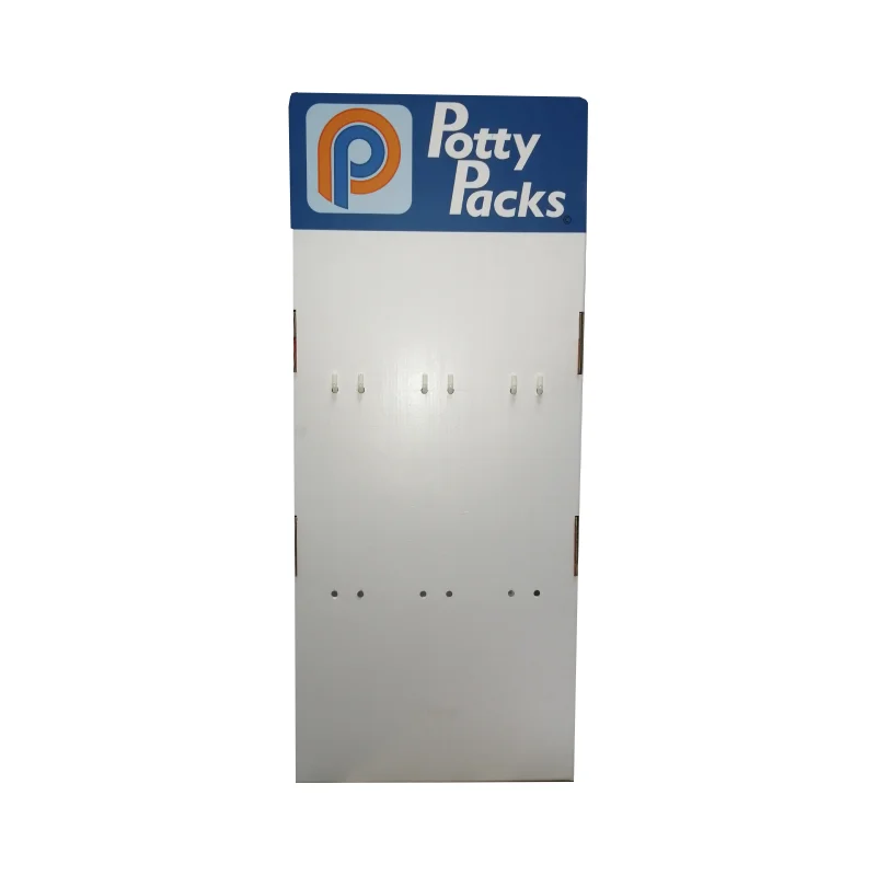 Custom Corrugated Paper Card Cardboard POP Counter With Peg Hooks Display Stand