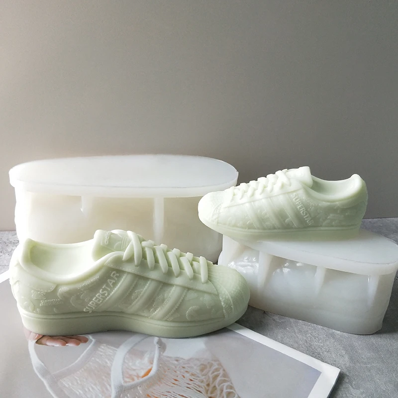 J144 Hot Sell Home Decoration 18CM 3D High Top Basketball Shoes Resin Mould Custom Large Sneakers Silicone Mold