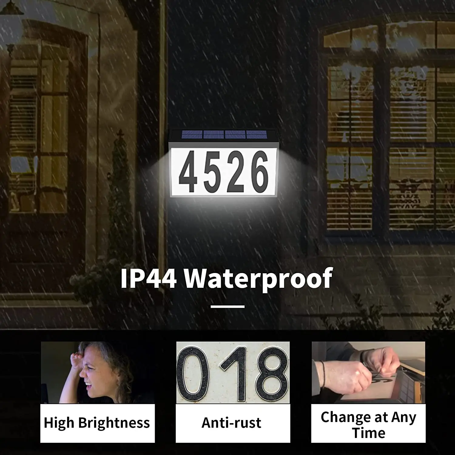 solar led address numbers door light house number