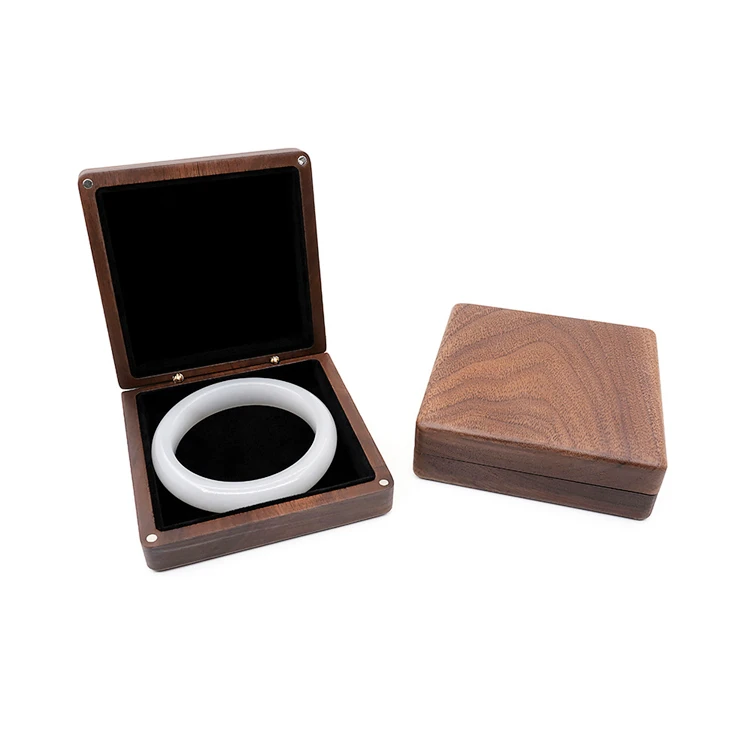 Custom Logo Luxury Gift Packaging Jewelry Display Medium Large Walnut Wooden Bracelet Box
