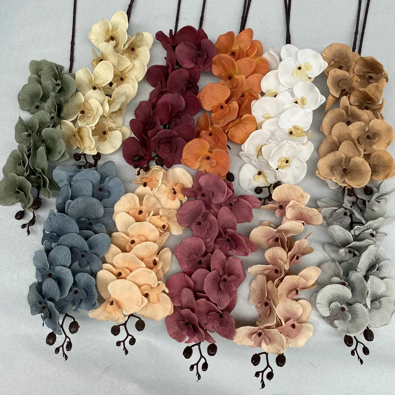 Super Z Wholesale Silk Artificial Orchid Flower For Wedding Decor 9 Heads Decoration Flower Phalaenopsis