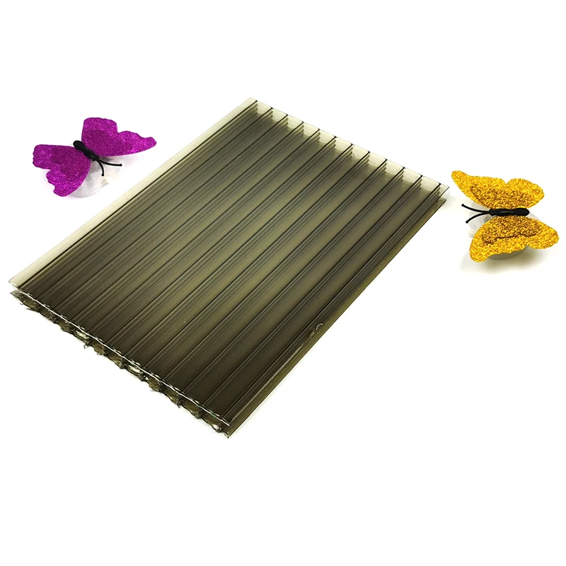 8mm Durable Plastic Material  Polycarbonate Roofing PC Hollow Sheet With UV Coated