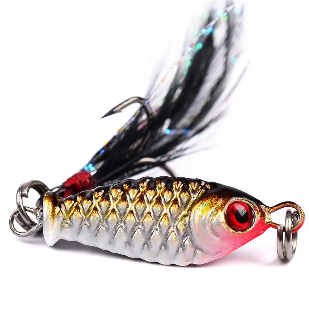 5.2g 2.5cm Feathered Lead Fish Jigbait Lure Artificial Hard Bait Made of Metal for River Fishing