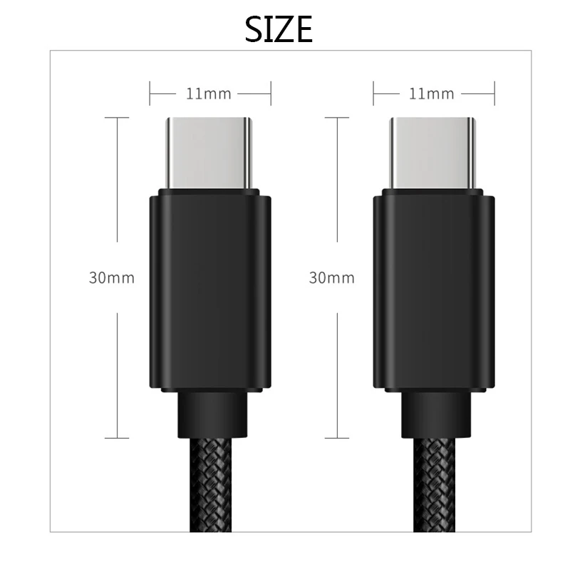 Type C to Type C 1m and 2m 3A QC3.0  fast charging phone charging cable cell phone data cable chargers 2in1 for all phone