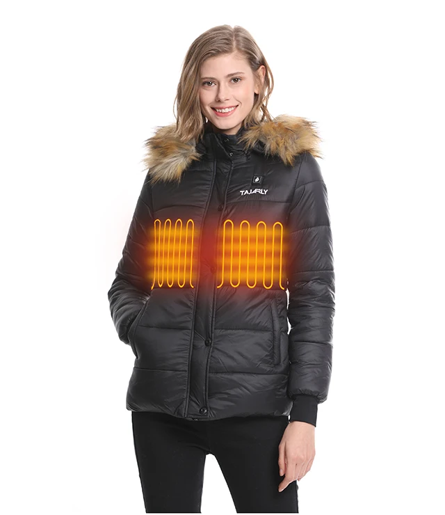 Wholesale Cheap Price Women Outdoor Rechargeable Battery Operated Heated Parka Jacket Winter Thermal Coat