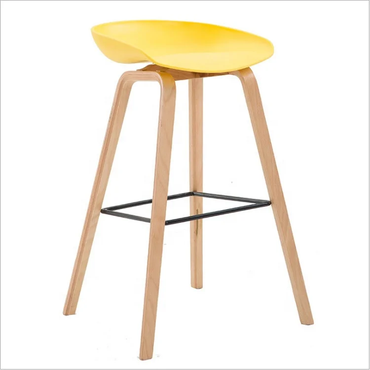 
Дешевый пластиковый барный стул, полипропиленовое сиденье, ножки из массива дерева, современные барные стулья, барный стул 