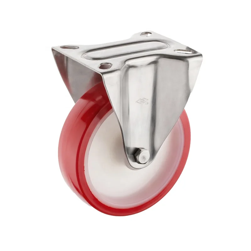 MARCH EXPO hot sale  200kg PU caster stainless steel 304 polyurethane wheel rust-proof caster 304 inox 5inch industrial caster