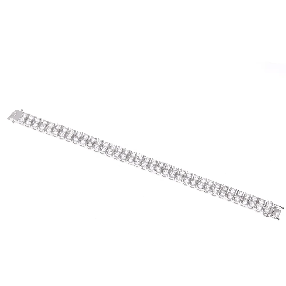 wholesale hip hop cz diamond iced out 2 rows tennis bracelet