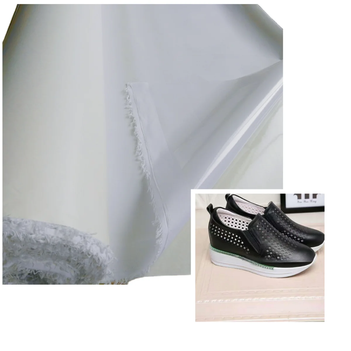 EVA laminated polyester fabric for the reinforcement of leather or  shoe upper