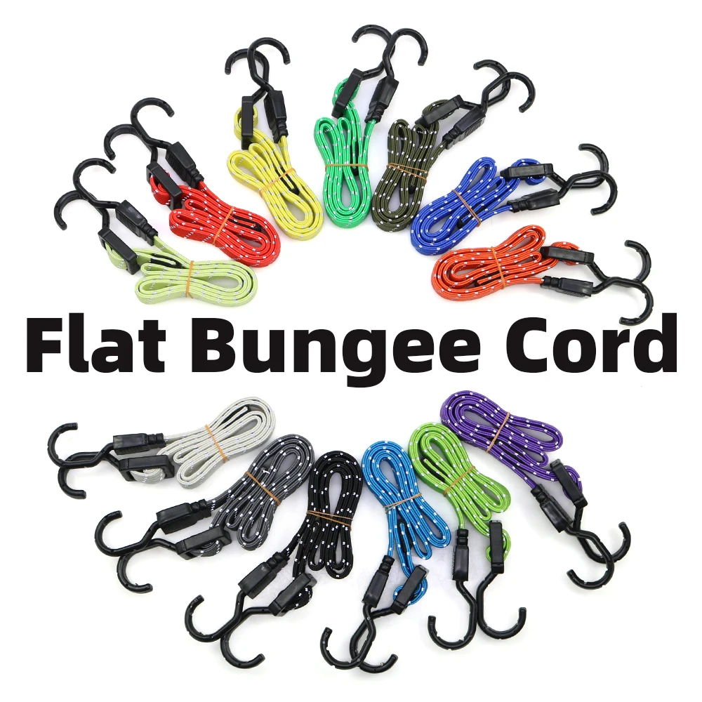 wholesale heavy duty multi-purpose elastic rope flat wide adjustable cargo bungee cords with hooks for luggage