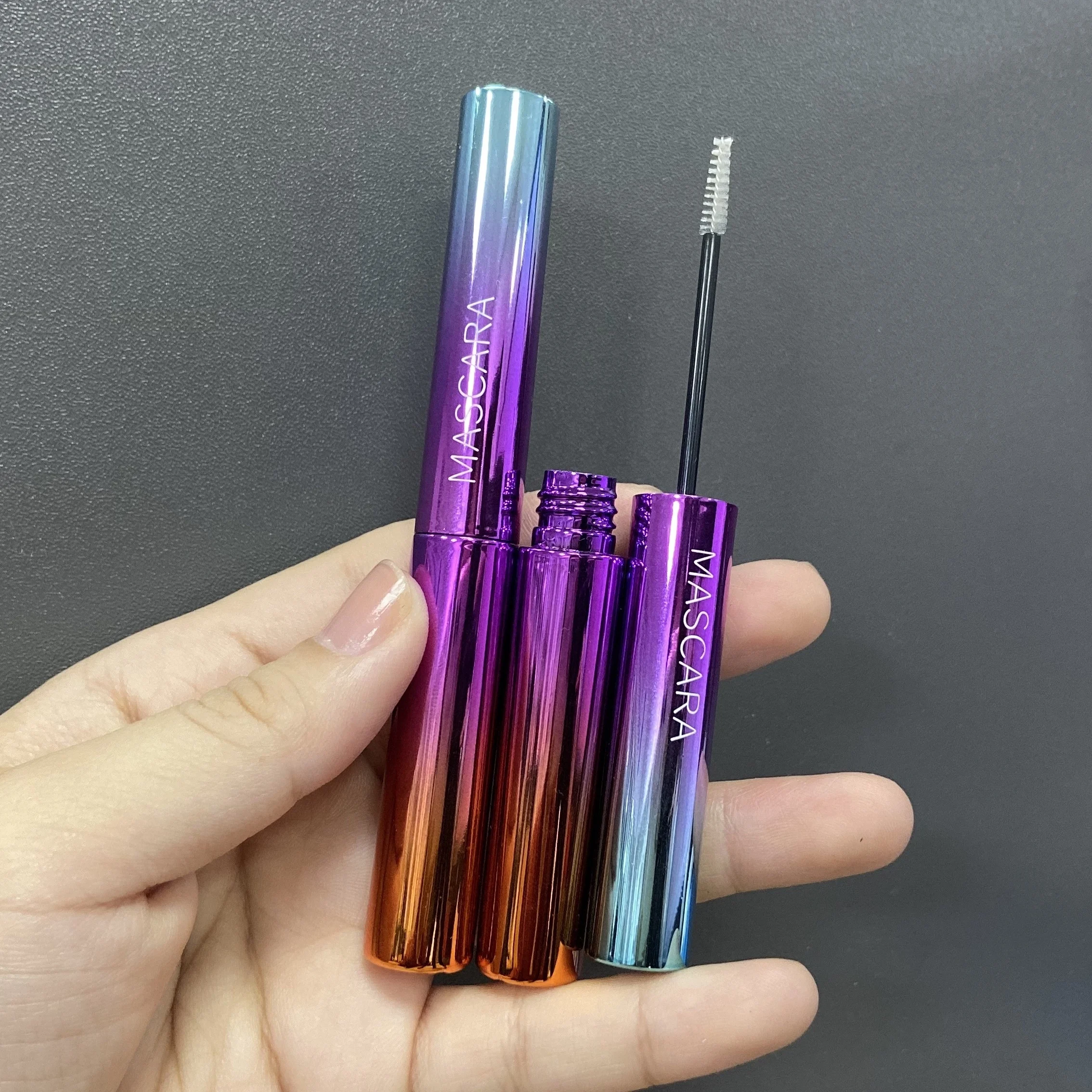 6ml luxury metallic purple empty eyelash growth serum gold liquid eyeliner tube skinny slim mascara tube with small little brush