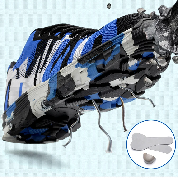 fashional camouflage steel toe breathable anti-pierce knit factory work shoes sneaker man and women
