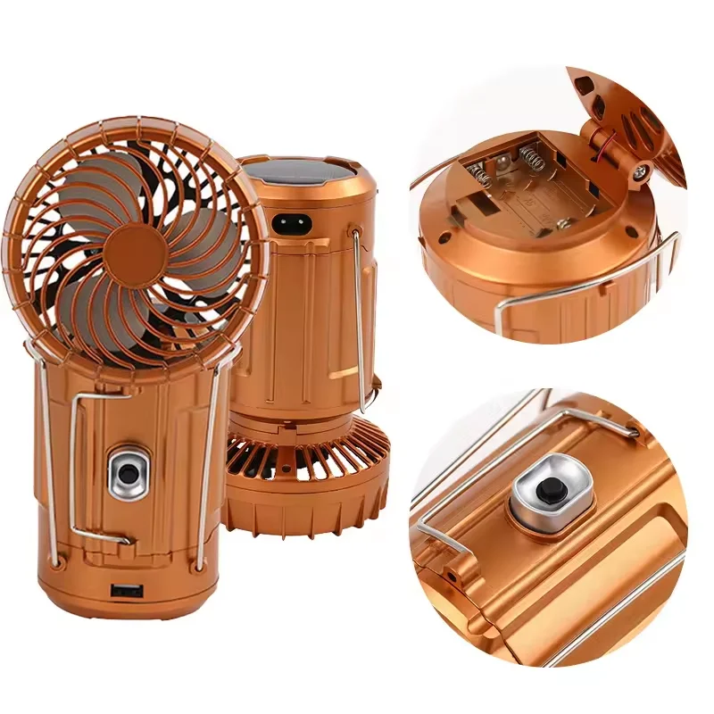 Waterproof Portable Led Solar Rechargeable Emergency tent Lantern Outdoor fishing BBQ Garden Camping Light with Fan