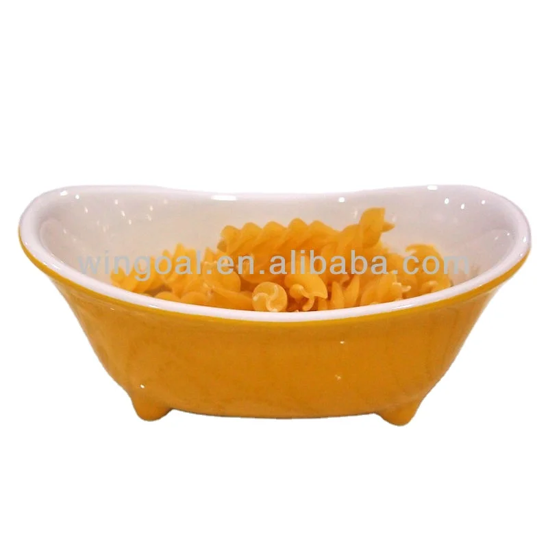 S/4 Bathtub shape colorful ceramic dish set salad bowl dessert jam dish