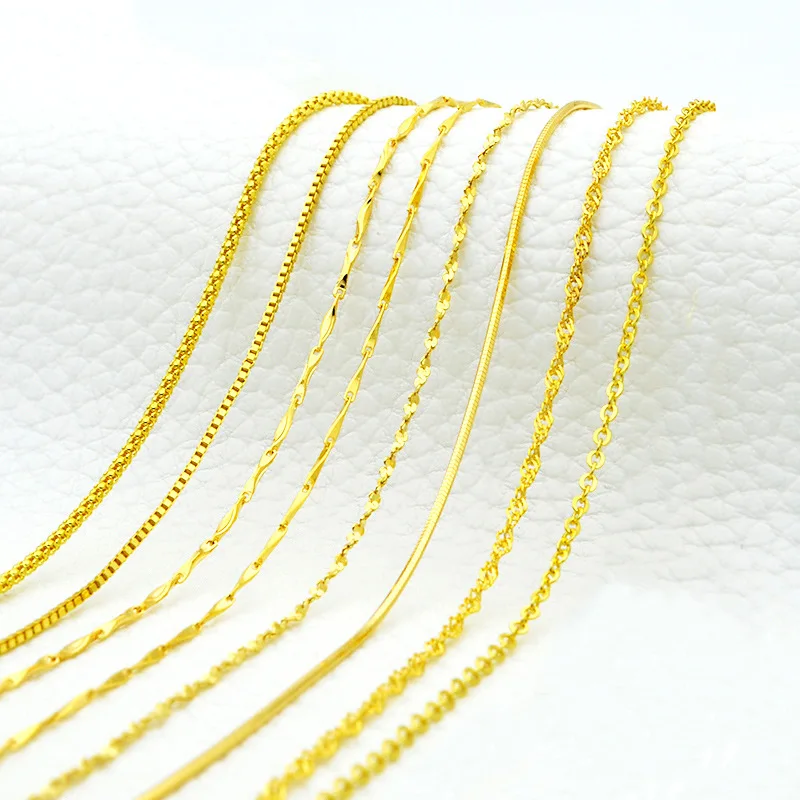 Italian 18K Gold Plated DIY Snake Box Bead Wave Link Chains Necklace S925 Silver gold filled 925 silver chain made in italy