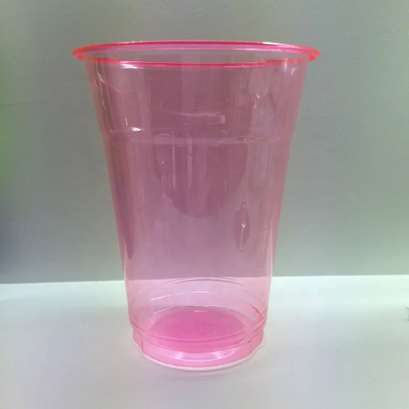 Wholesale Environment Protection 12oz 16oz Pink Colored Clear Disposable Plastic PET Cup