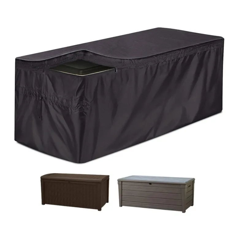 Outdoor Storage Box Cover for Keter XXL 230 Gallon Deck Box Waterproof Outside Storage Bench Deck Boxes Covers Black