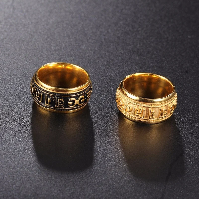 Luxury Mayan Gold Jewelry Men Alphabet Rings