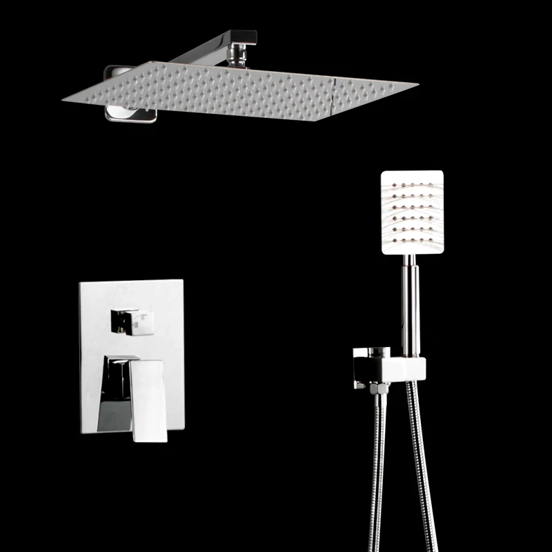 
silver bathroom shower hot and cold shower mixer in wall mounted rain concealed shower set 