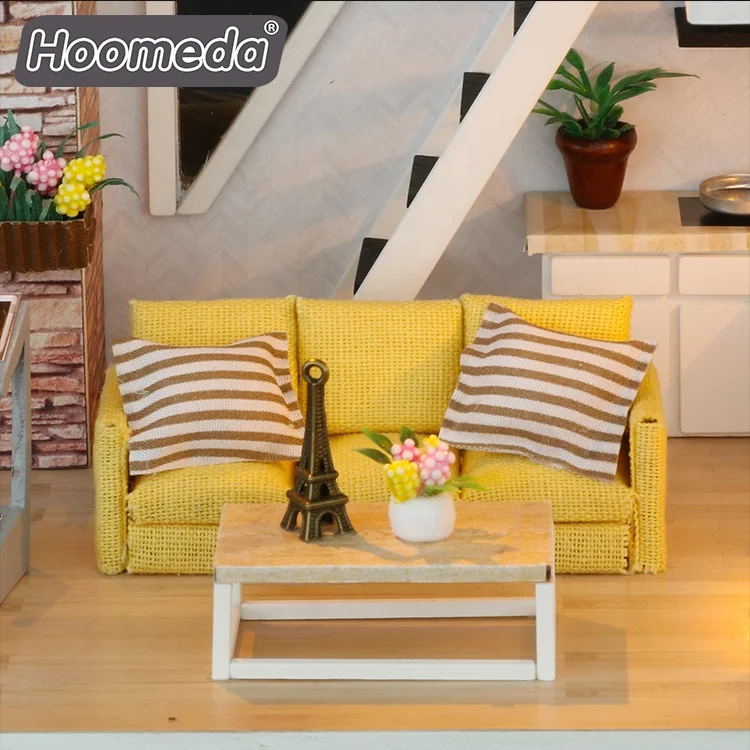 New products loft style diy handwork assembly 2 floors wooden dollhouse 1 24 scale miniature dollhouse