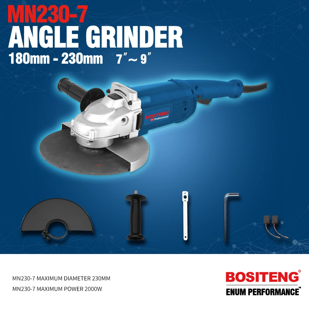 2000W Gander Cutter Industrial Grade Electric Tools 230mm Cordless Angle Grinder with Trigger Switch 110V for DIY Projects