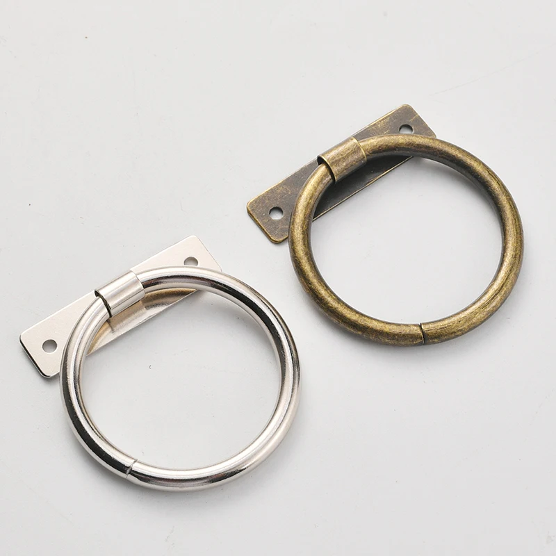Iron Circle Iron Ring New Chinese Style Home Decoration Drawer Wardrobe Door Double Hole Small Handle Cabinet Door Handle