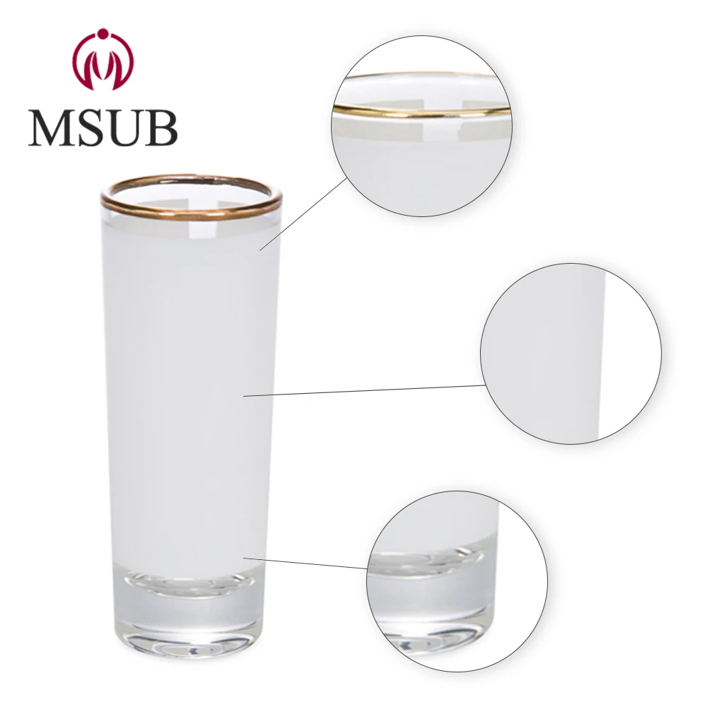 
Sublimation blank suppliers 3oz Shot glass mug with gold rim blank glassware cup 