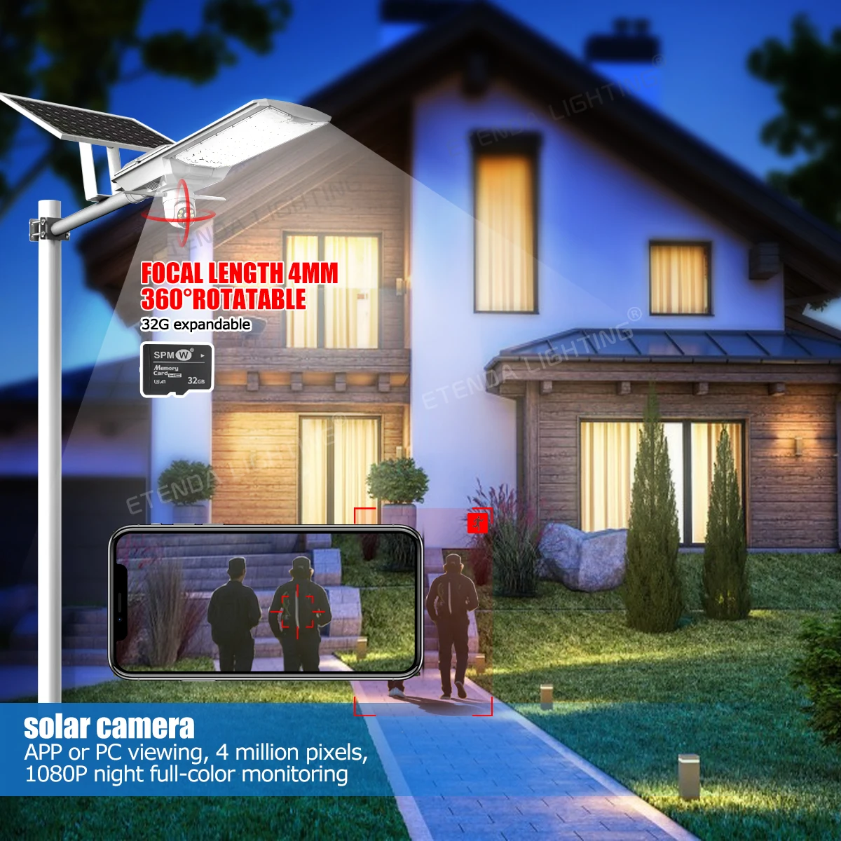 Hot-Selling Solar Street Light With Camera 4G Wifi 4MP Outdoor Solar Monitoring Lamp 800W CCTV Wireless