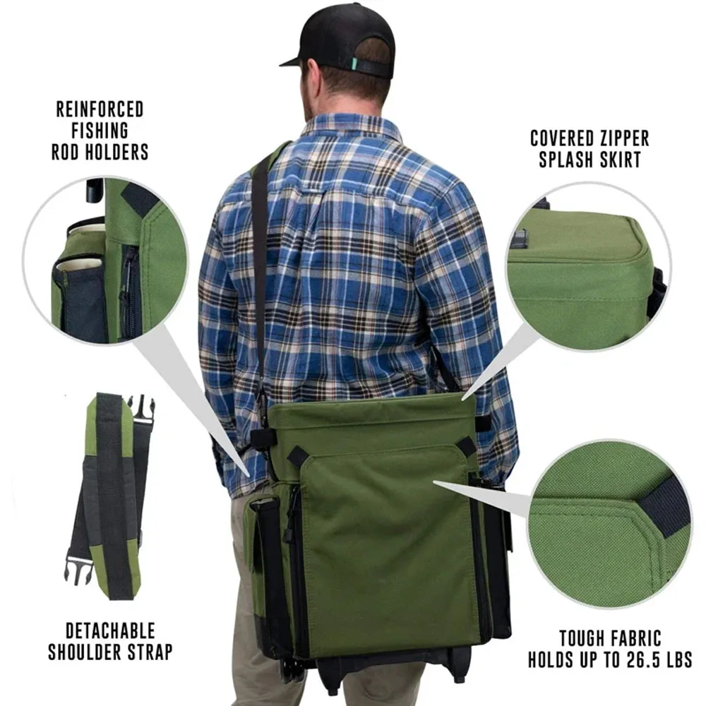 Man Portable Multi-purpose Fish Tackle Bait Bag Wheels Outdoors Waterproof Polyester Rolling Fishing Tackle Backpack Box Bag
