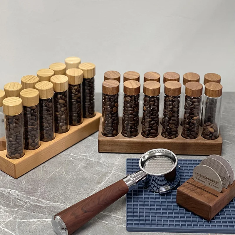 Coffee Beans Tools Glass Test Tubes Small Distributor Display Rack Stand Supplies Glass Container Coffee Bean Storage Tube
