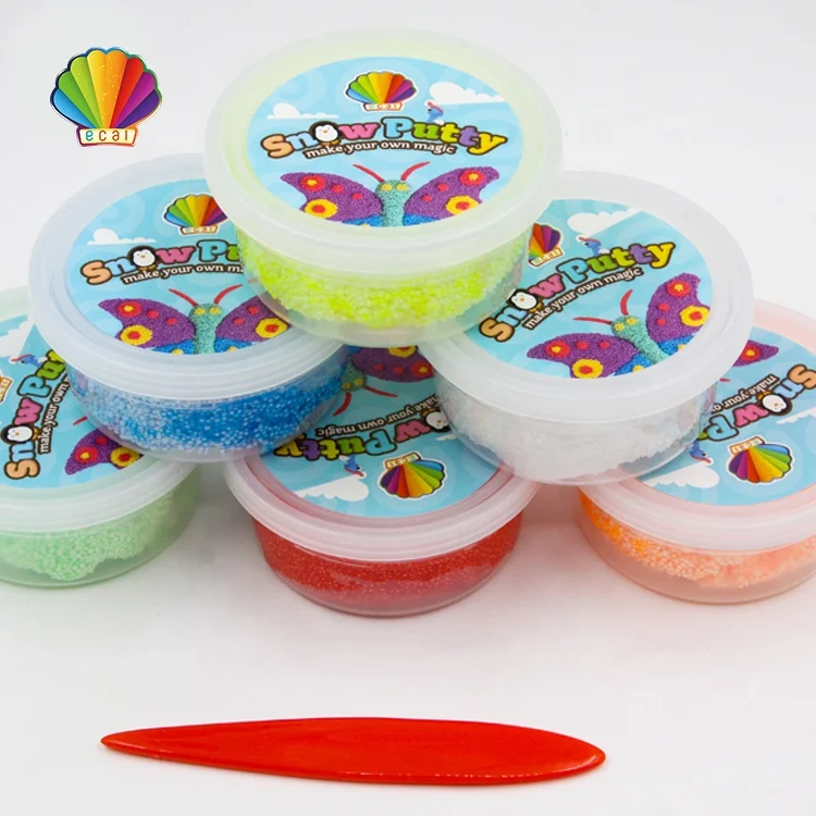 Decorate Cartoon Dinosaur With Preschool Kids Putty Toy Snow Putty Foam Putty