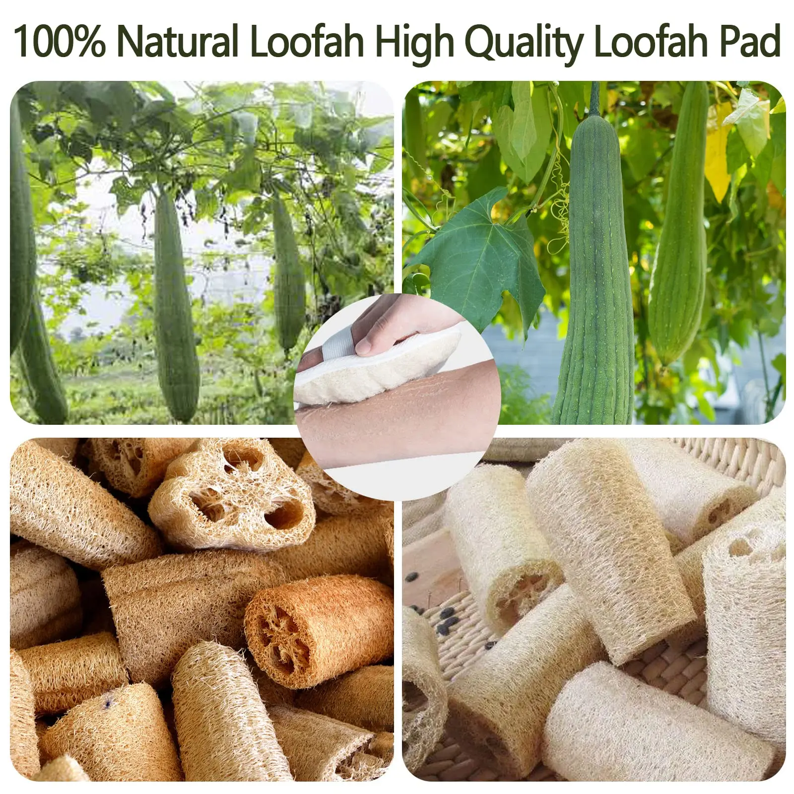 Lalasis 100% organic natural oval shape exfoliating loofah pad hemp bath sponge pads