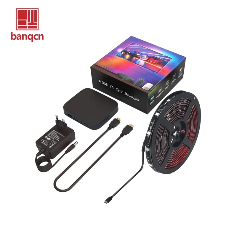 Banqcn освещение 24-65 дюймов RGB волшебный цвет Светодиодная подсветка телевизора полосы HDMI 2 1 4K синхронизация приложение управляемые световые струны