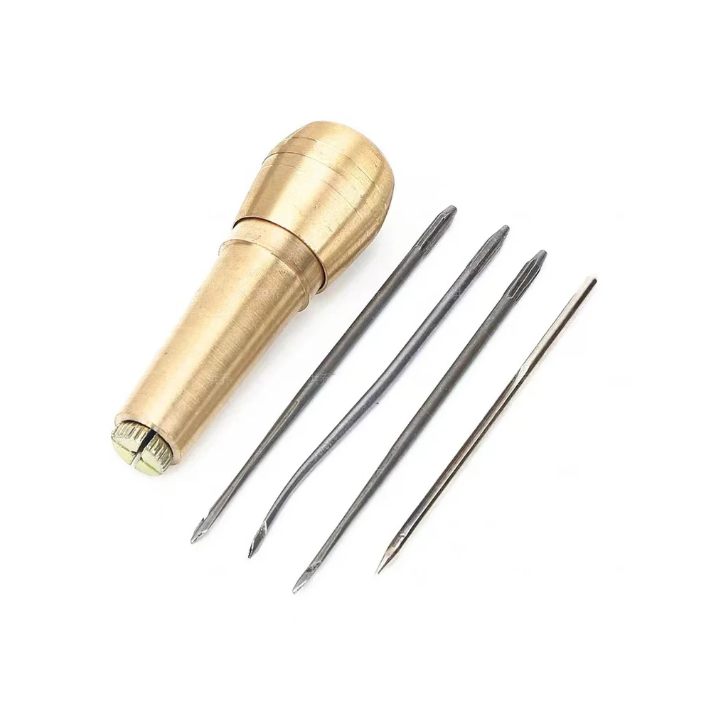Шило для шитья кожи и парусины набор игл кожевенного ремесла ручка из чистой меди инструмент ремонта обуви