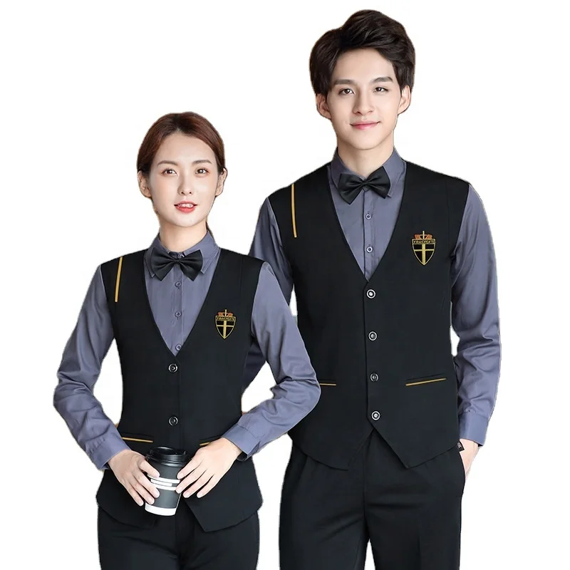 Женский офисный жилет с длинными рукавами для ресторанов, ресторанов, ресторанов