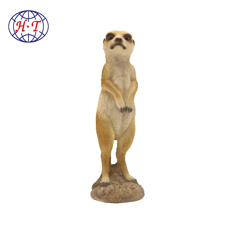 Wholesale Garden decorative resin meerkat sculpture, life size animal mongoose statue,