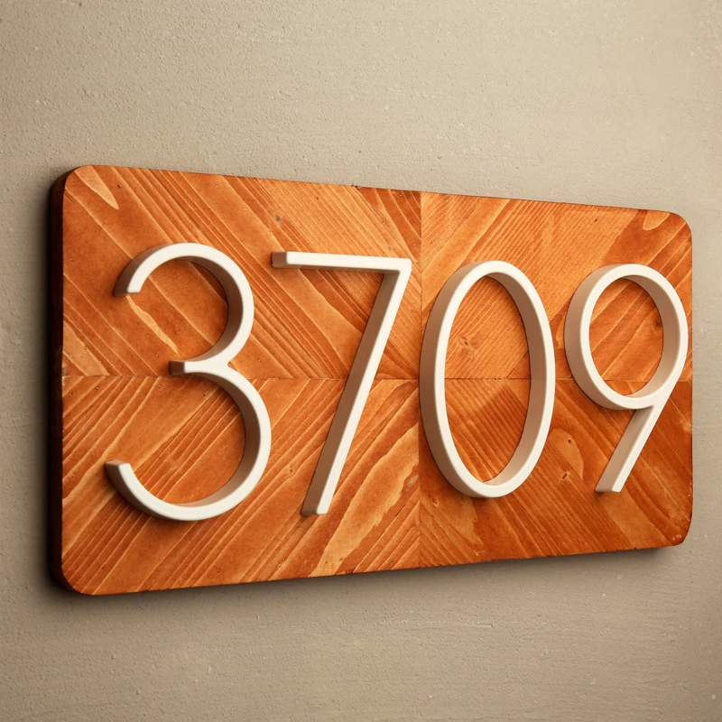 125mm outdoor sign White Floating Modern House Number